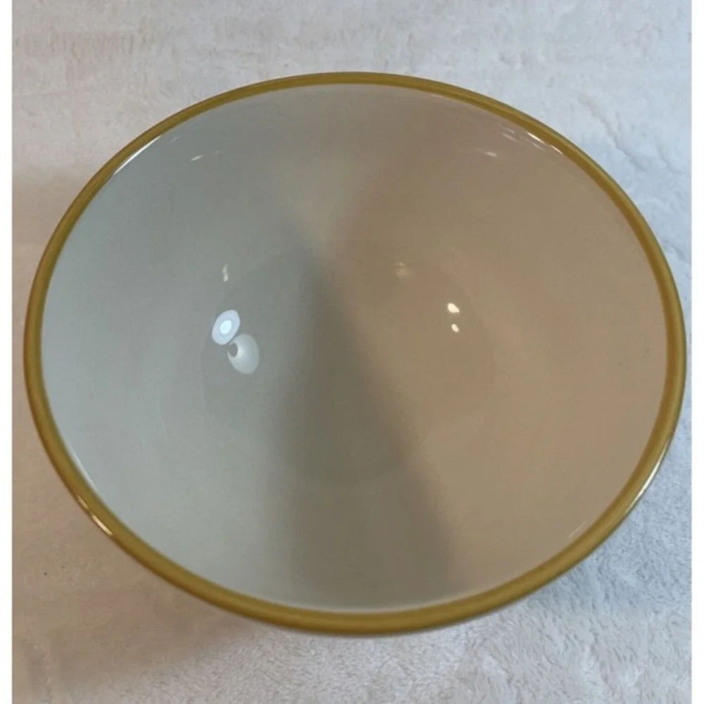 Pier 1 Bunny Rabbit Pals Ceramic Cereal Bowl Yellow Trim 5.75